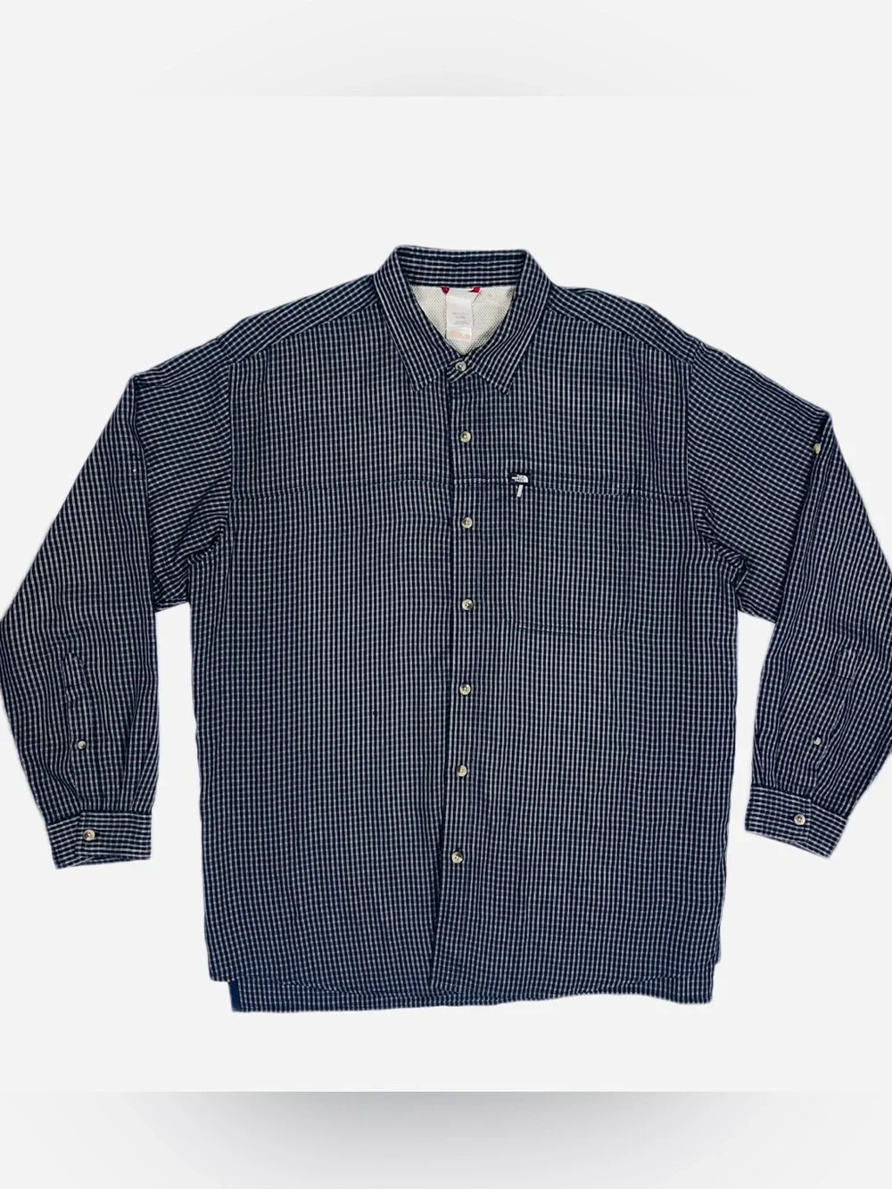 The North Face Men’s XL Navy Grid Button-Down Long Sleeve Shirt